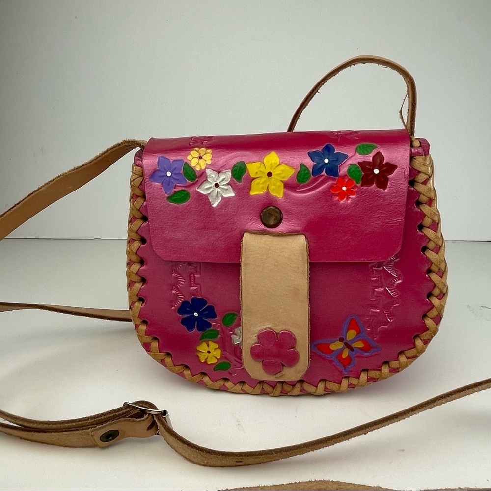 Tooled Pink Leather Mini Cross Body Bag - Picture 13 of 13